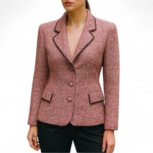 Vintage Neiman Marcus Wool Blend Tweed Blazer 10 Pink Jacket Career